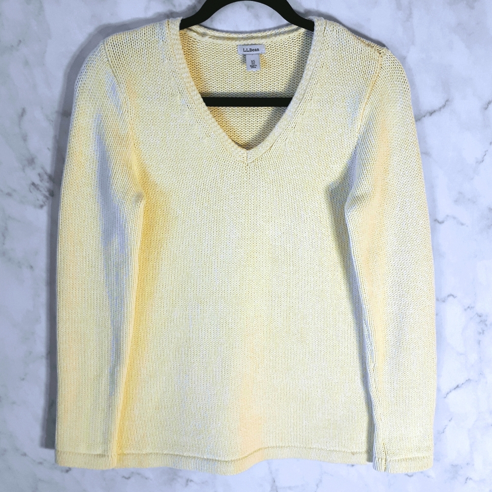 LL Bean Cotton Top Long Sleeve Knit Sweater XS
